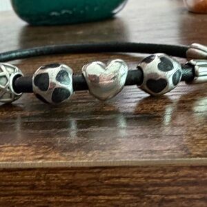 Pandora Silver Puffy Heart Charm Bracelet